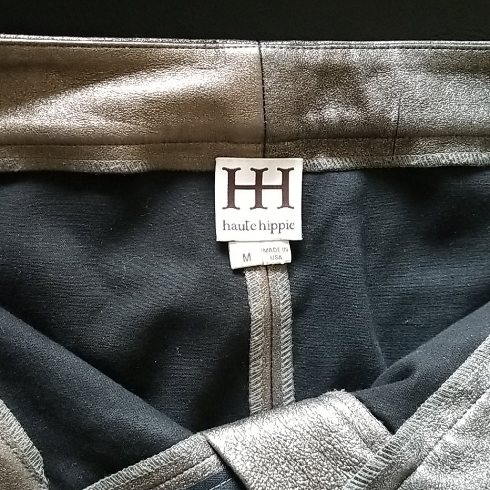 Haute Hippie pewter metallic leather pants